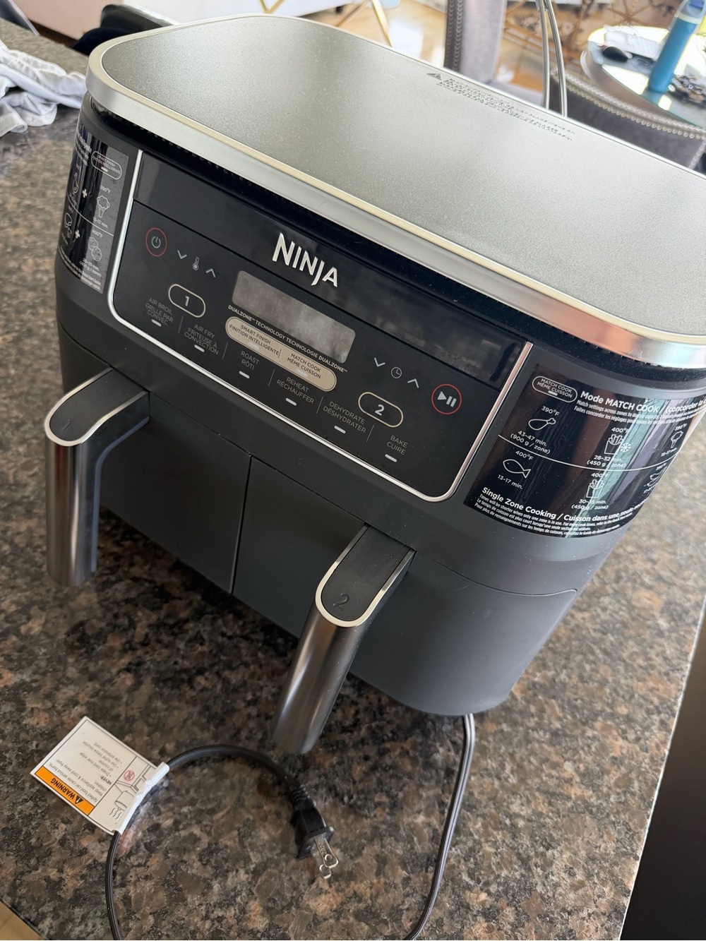 Ninja Black and Silver Dual Zone Air Fryer Oven